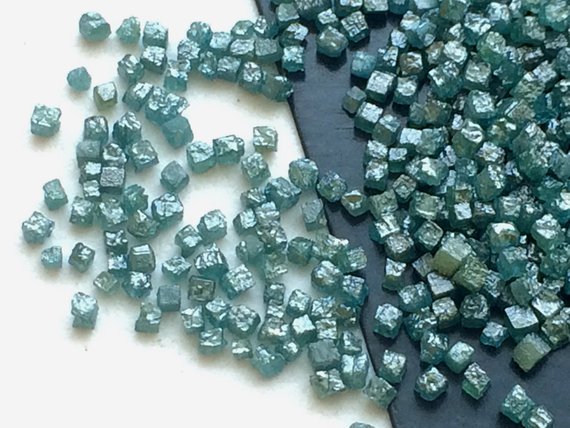 1-2mm Blue Perfect Cube Rough Diamonds, Tiny Undrilled Natural Blue Raw Diamond Box, Loose Raw Uncut Diamond Cubes (1ct To 10ct) - Puspd111
