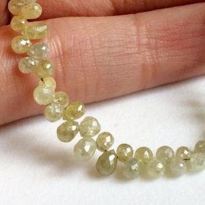 Shop Raw & Rough Diamond Beads! 2×2.5mm-2x3mm Yellow Diamond Faceted Briolette Beads, Natural Sparkling Rough Diamond Tear Drops, Diamond Drops For Jewelry (2Pcs To 10Pcs) | Natural genuine beads Diamond beads for beading and jewelry making.  #jewelry #beads #beadedjewelry #diyjewelry #jewelrymaking #beadstore #beading #affiliate #ad