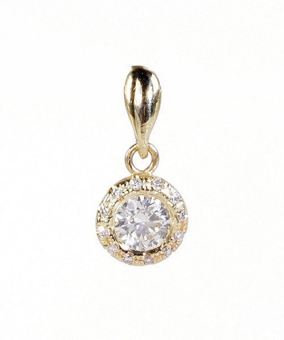Halo Diamond Pendant-0.90 Carats Gold Diamond Pendant-14k Yellow Gold Necklace-for Her-anniversary Gift-halo Necklace-diamond Necklace