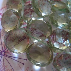 Shop Green Amethyst Beads! GREEN AMETHYST  Briolettes Heart Beads, Prasiolite, 2 pieces, Luxe AAA, Seafoam Green, 7-9 mm, february birthstone | Natural genuine other-shape Green Amethyst beads for beading and jewelry making.  #jewelry #beads #beadedjewelry #diyjewelry #jewelrymaking #beadstore #beading #affiliate #ad