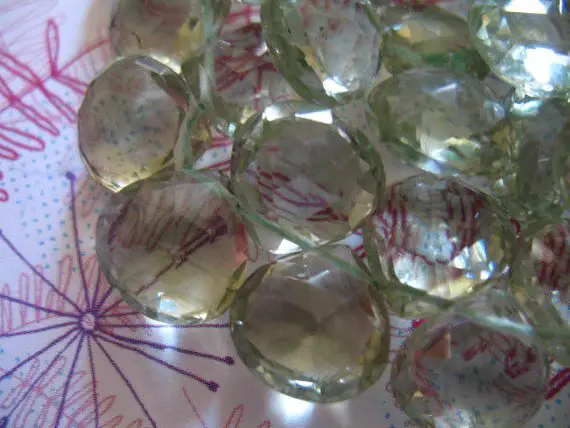Green Amethyst  Briolettes Heart Beads, Prasiolite, 2 Pieces, Luxe Aaa, Seafoam Green, 7-9 Mm, February Birthstone
