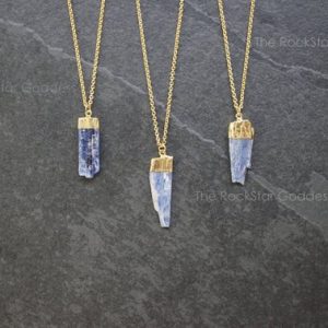 Gold Kyanite Necklace / Raw Kyanite Necklace / Gold Kyanite Pendant / Men's Kyanite Necklace / Men's Necklace / Mens Jewelry | Natural genuine Kyanite pendants. Buy handcrafted artisan men's jewelry, gifts for men.  Unique handmade mens fashion accessories. #jewelry #beadedpendants #beadedjewelry #shopping #gift #handmadejewelry #pendants #affiliate #ad