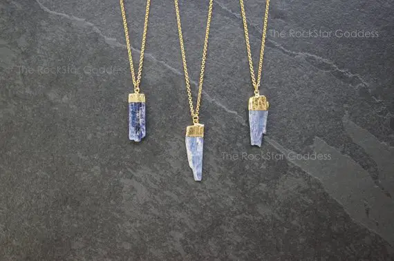 Mens Gold Kyanite Necklace, Gold Mens Necklace, Raw Kyanite Necklace, Gold Kyanite Pendant, Men's Kyanite Necklace, Men's Necklace