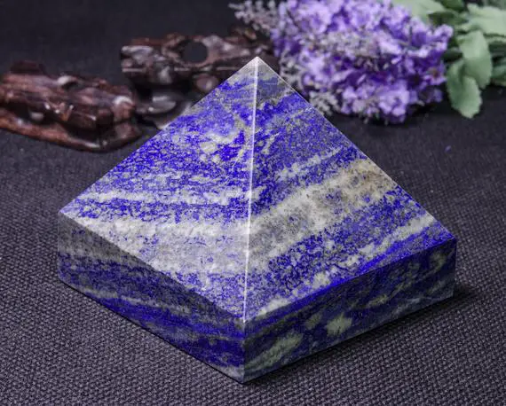 Lapis Lazuli Pyramid/ Lazuli Pyramid/ Lazuli Decoration/energy Stone Ornaments/healing Stone Of Lazuli Pyramid-93*91mm-1108g#1779