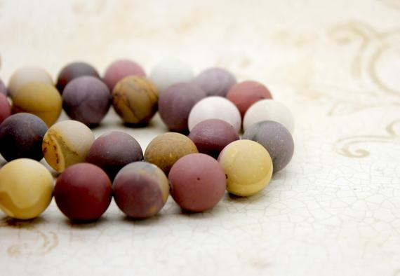 Natural Mookaite, Matte Mookaite Round Ball Sphere Natural Loose Gemstone Beads (6mm 8mm 10mm 12mm) - Pg137