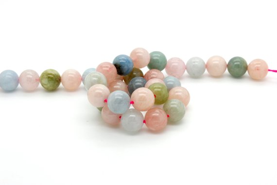 Natural Morganite Beads, Natural Aaa Morganite Smooth Polished Round Sphere Ball Loose Gemstone Beads - Pg312