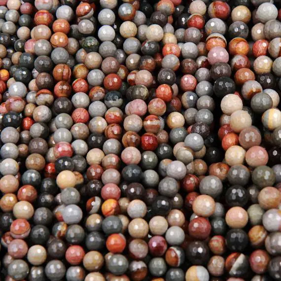 Natural Polychrome Landscape Ocean Jasper 4mm 6mm 8mm 10mm 12mm Faceted Round Beads 15.5" Strand