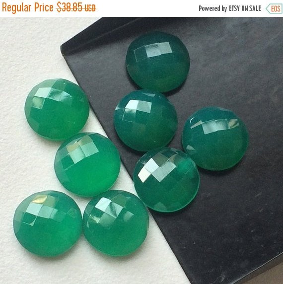 13mm Green Onyx Faceted Round Cabochons, Round Rose Cut Green Onyx, Green Onyx Round Cabochon, Green Gem For Jewelry (5pcs To 20pcs Options)