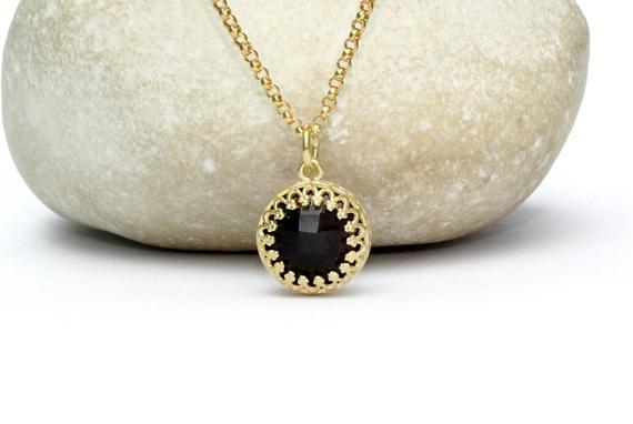 Black Onyx Pendant · Black Onyx Necklace · Gold Necklace · Delicate Necklace · Everyday Necklace · Simple Necklace