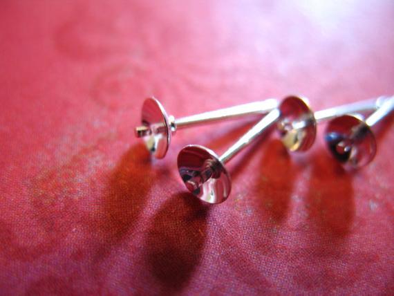 Sterling Silver Pearl Post Earrings, Pin Peg And Pad Post W/ Clutches, For Half Drilled Button And Round Pearls, Hp P65 - P5