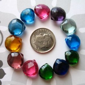 Shop Quartz Crystal Bead Shapes! QUARTZ Beads Heart Briolettes Sampler, Luxe AAA / pick colors, 2-20 pcs / 10.5-12.5 mm / hydqtz brides birthstone colors bridal bsc | Natural genuine other-shape Quartz beads for beading and jewelry making.  #jewelry #beads #beadedjewelry #diyjewelry #jewelrymaking #beadstore #beading #affiliate #ad