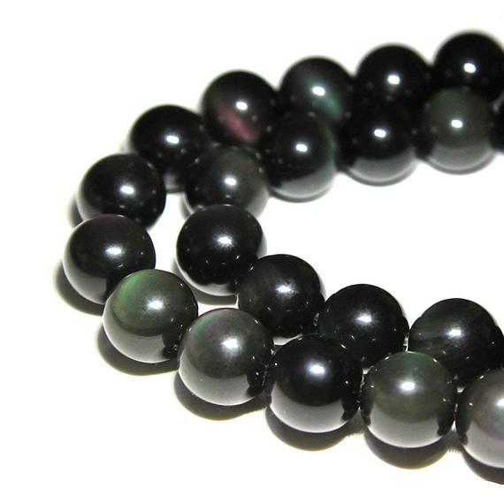 Rainbow Obsidian Smooth Round Beads 4mm 6mm 8mm 10mm 12mm 15.5" Strand