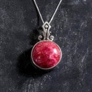 Rhodochrosite Pendant, Natural Rhodochrosite, February Birthstone, Vintage Pendants, Large Rhodochrosite, Argentina Pendant, Silver Pendant | Natural genuine Rhodochrosite pendants. Buy crystal jewelry, handmade handcrafted artisan jewelry for women.  Unique handmade gift ideas. #jewelry #beadedpendants #beadedjewelry #gift #shopping #handmadejewelry #fashion #style #product #pendants #affiliate #ad