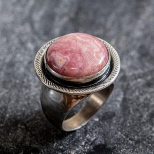 Shop Rhodochrosite Rings! Rhodochrosite Ring, Natural Rhodochrosite, Statement Ring, Vintage Ring, February Birthstone, February Ring, Silver Ring, Rhodochrosite | Natural genuine Rhodochrosite rings, simple unique handcrafted gemstone rings. #rings #jewelry #shopping #gift #handmade #fashion #style #affiliate #ad