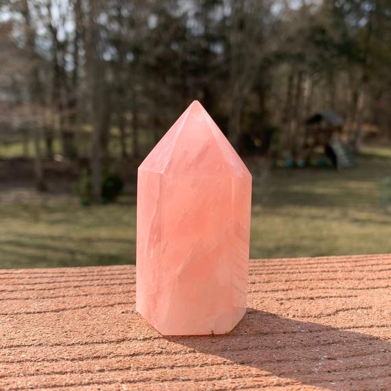 3" Rose Quartz Crystal Point - Polished Natural Crystal - Stone Tower - Healing Crystal - Meditation Crystal - Display - From Brazil - 167g