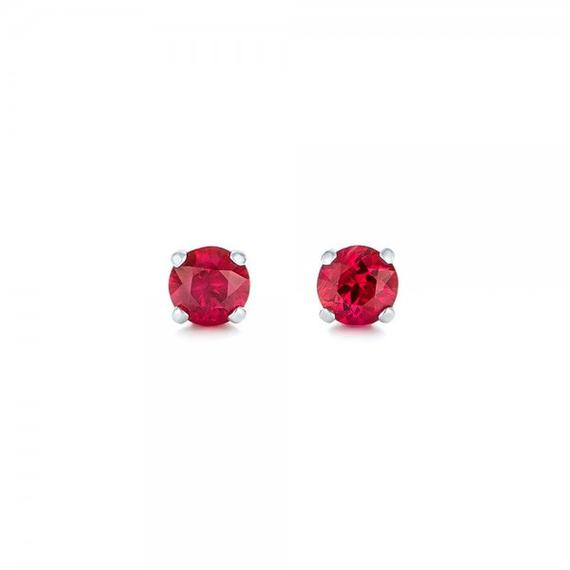 Ruby Stud Earrings 1/2 Carat -red Ruby-handmade Ruby Stud Earrings-14 K White Gold Earnings-natural  Ruby-birthday Present -anniversary Gift