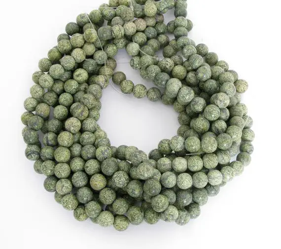 10mm Round Russian Serpentine Beads, 10mm Round Gemstone Beads, Full Strand Serpentine, Ser212