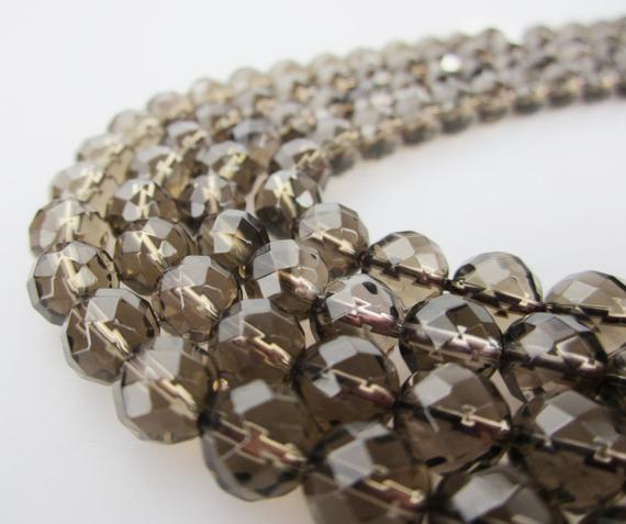 Natural Smoky Quartz Faceted Round Beads 4mm 6mm 8mm 10mm 12mm 15.5" Strand