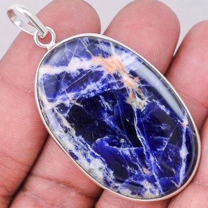 Shop Sodalite Necklaces! Sale, Beautiful Genuine Sodalite Necklace, 925 Silver, One of a Kind, Unique Stone, with Organza Cord or Chain | Natural genuine Sodalite necklaces. Buy crystal jewelry, handmade handcrafted artisan jewelry for women.  Unique handmade gift ideas. #jewelry #beadednecklaces #beadedjewelry #gift #shopping #handmadejewelry #fashion #style #product #necklaces #affiliate #ad