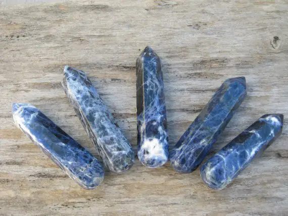 1 Sodalite Wand, (one) Massage Sodalite Wand, Mineral Specimen, Blue Meditation Stone, Reiki Gemstone, 2 1/2 Inches X 5/8 Inch
