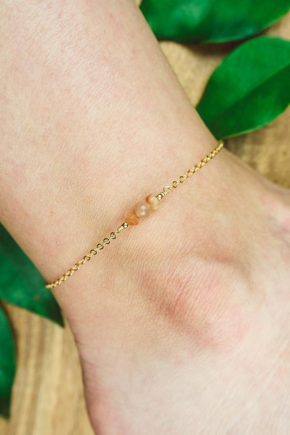 Sunstone Ankle Bracelet. Sunstone Anklet. Orange Anklet. Gemstone Anklet. Boho Crystal Anklet. Orange Jewellery. Anklets For Women.