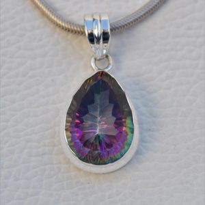 Shop Topaz Jewelry! Mystic Topaz Pendant, Handmade Silver Pendant, 925 Sterling Silver Pendant, Teardrop Mystic Necklace, Gift for Sister, Anniversary Pendant | Natural genuine Topaz jewelry. Buy crystal jewelry, handmade handcrafted artisan jewelry for women.  Unique handmade gift ideas. #jewelry #beadedjewelry #beadedjewelry #gift #shopping #handmadejewelry #fashion #style #product #jewelry #affiliate #ad