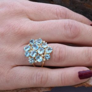 Shop Topaz Rings! Blue Topaz ring-Gold ring-Anniversary ring-Natural blue topaz-Gold Statement Ring-Blue topaz engagement ring-Art deco ring-Multistone rings | Natural genuine Topaz rings, simple unique alternative gemstone engagement rings. #rings #jewelry #bridal #wedding #jewelryaccessories #engagementrings #weddingideas #affiliate #ad