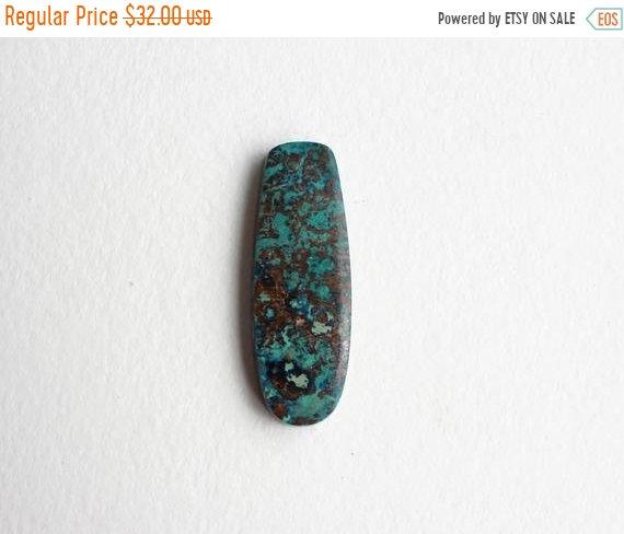 Shattuckite Cabochon - Turquoise And Brown Stone Cab - Destash