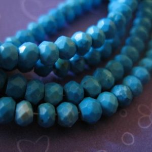 Shop Turquoise Faceted Beads! Full Strand / TURQUOISE Gemstone Rondelles Beads / 3-4 mm, Luxe AAA, Faceted Genuine Turquoise Beads / December Birthstone Aqua Blue Beads | Natural genuine faceted Turquoise beads for beading and jewelry making.  #jewelry #beads #beadedjewelry #diyjewelry #jewelrymaking #beadstore #beading #affiliate #ad