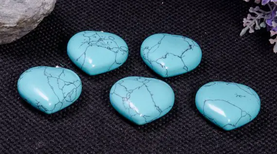 Polished Hand Carved Turquoise Stone Heart Shaped/blue Turquoise Stone/worry Stone/decoration/pendants/love Stone/gift For Her-drilled