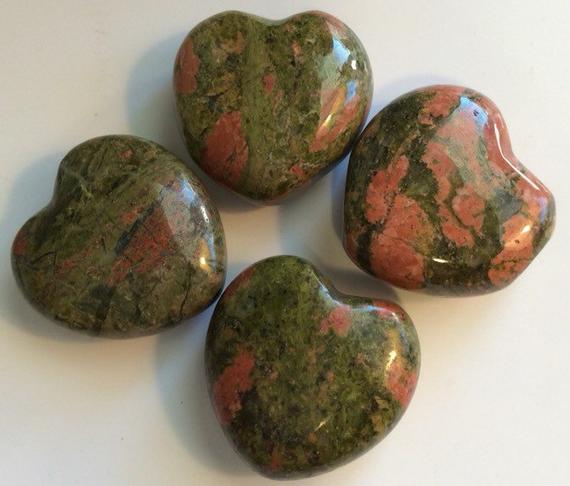 Unakite Small Gemstone Puffy Heart, Spiritual Healing Stone, Healing Stone, Healing Crystal, Chakra