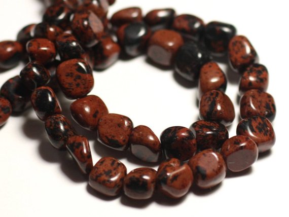 10pc - Perles De Pierre - Obsidienne Marron Acajou Mahogany Nuggets 6-10mm - 8741140015852