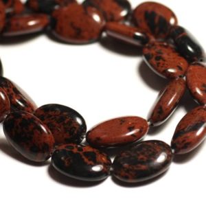 2PC – stone – mahogany Brown oval 18 x 13 mm Mahogany Obsidian – 8741140015043 beads | Natural genuine other-shape Mahogany Obsidian beads for beading and jewelry making.  #jewelry #beads #beadedjewelry #diyjewelry #jewelrymaking #beadstore #beading #affiliate #ad