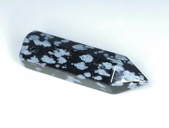 31x8mm Snowflake Obsidian Gemstone Point Healing Chakra Hexagonal Point Focal Bead Bulk Lot 2,4,6,12 And 50 (90183766-368)