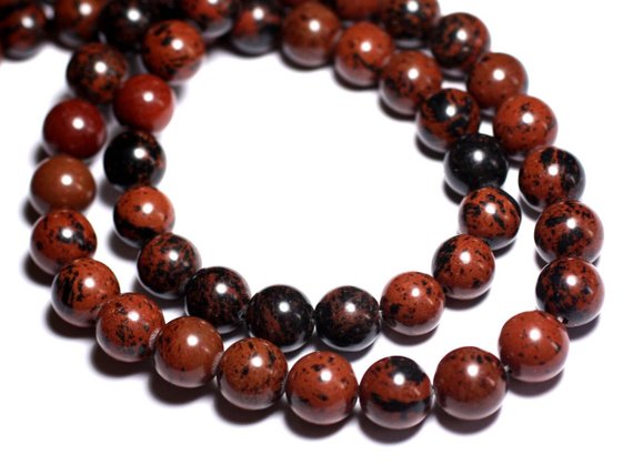 8pc - Stone Beads - Mahogany, Mahogany Obsidian Balls 12mm - 8741140005266