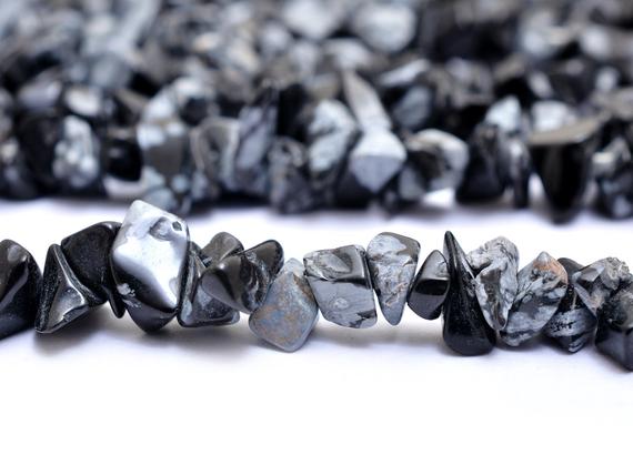 Aaa Black White Obsidian Gemstone Uncut Chips 6mm Beads | 34inch Strand | Natural Snowflake Obsidian Semi Precious Gemstone Smooth Nuggets