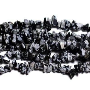 140pc environ – Perles de Pierre – Obsidienne flocon Mouchetée Rocailles Chips 5-12mm – 4558550038760 | Natural genuine chip Snowflake Obsidian beads for beading and jewelry making.  #jewelry #beads #beadedjewelry #diyjewelry #jewelrymaking #beadstore #beading #affiliate #ad
