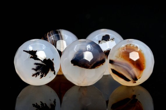 Genuine Natural Flower Agate Gemstone Beads 5-6mm Clear Micro Faceted Round Aaa Quality Loose Beads (103845)