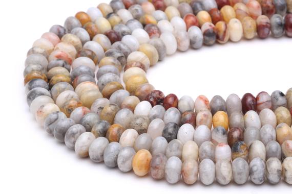 Natural Yellow Crazy Lace Agate Smooth Rondelle Beads 5x8mm 6x10mm 15.5" Strand