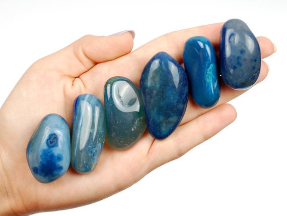 Blue Agate Tumbled Stone, Blue Agate, Tumbled Stones, Agate, Stones, Crystals, Rocks, Gifts, Gemstones, Gems, Zodiac Crystals, Healing