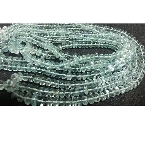 5-10mm Aquamarine Plain Rondelle Beads, Aquamarine Rondelles Plain Beads, Blue Aquamarine Beads For Jewelry (4.5in To 9in Options)