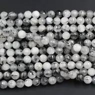 T 61 6.5 x 6.5 mm approx 8 inch long Strand Black Rutile Cube Beads 6 x 6