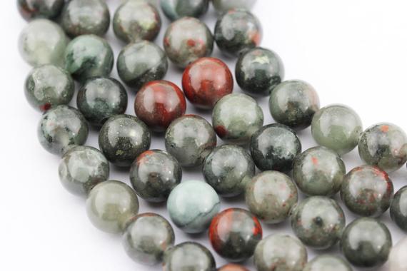 2.0mm Hole African Bloodstone Smooth Round Beads 8mm 10mm 15.5" Strand