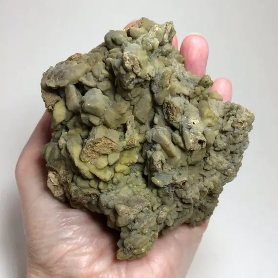 1.5lb Smithsonite On Calcite Mineral - Natural Specimen - "turkey Fat" Color - Healing Crystal - Meditation Stone - Collectible- From Mexico