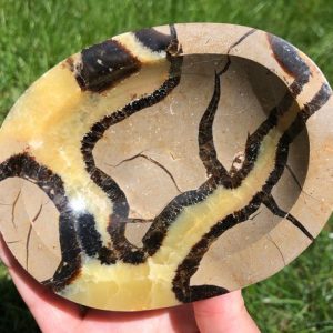Shop Calcite Stones & Crystals! Septarian Stone Bowl / Crystal Soap Holder / Calcite Trinket Dish | Natural genuine stones & crystals in various shapes & sizes. Buy raw cut, tumbled, or polished gemstones for making jewelry or crystal healing energy vibration raising reiki stones. #crystals #gemstones #crystalhealing #crystalsandgemstones #energyhealing #affiliate #ad