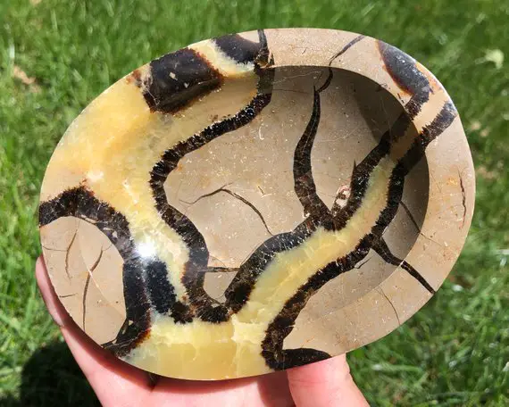 Septarian Stone Bowl / Crystal Soap Holder / Calcite Trinket Dish