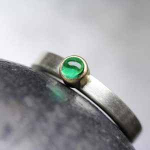 Modern Colombian Emerald Engagement Ring Solid Silver 18K Yellow Gold Minimalistic Simple Bright Green Cabochon May Birthstone – Beryl Dome | Natural genuine Gemstone rings, simple unique alternative gemstone engagement rings. #rings #jewelry #bridal #wedding #jewelryaccessories #engagementrings #weddingideas #affiliate #ad