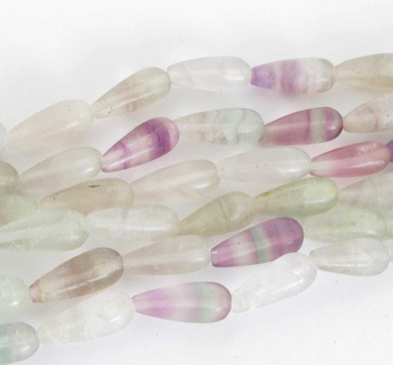 15mm Fluorite Teardrop Beads, 15mm Drilled Lengthwise Teardrop Fluorite Beads, 15 Inch Strand, Natural Gemstone Beads, Purple Beads, Fluo200