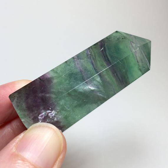 2.5" Rainbow Fluorite Crystal Point - Tower - Polished Stone - Healing Crystal - Meditation Stone - Collectible - From India - 75g