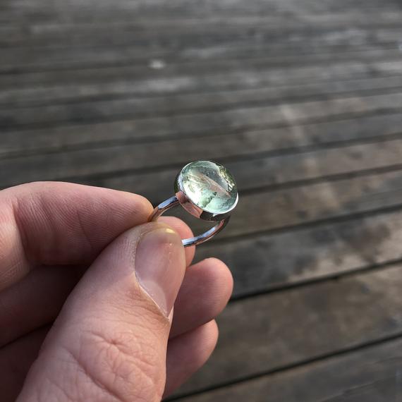 Green Fluorite Silver Ring Genuine Fluorite, Fluorite Ring Size 7, Oval Shape, Completely Handmade Active